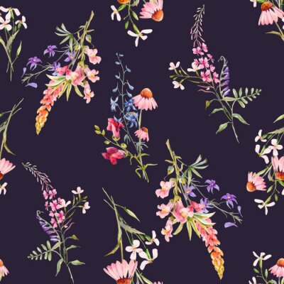 Behang Waterverf bloemen zomer vector patroon