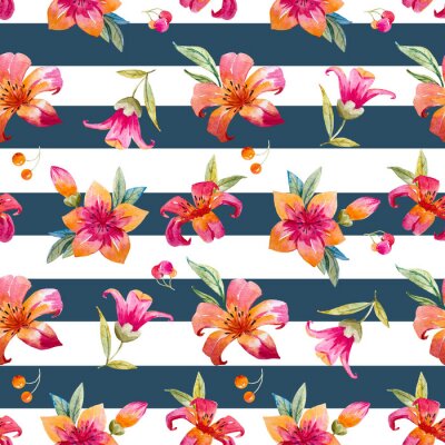 Behang Waterverf bloemenpatroon