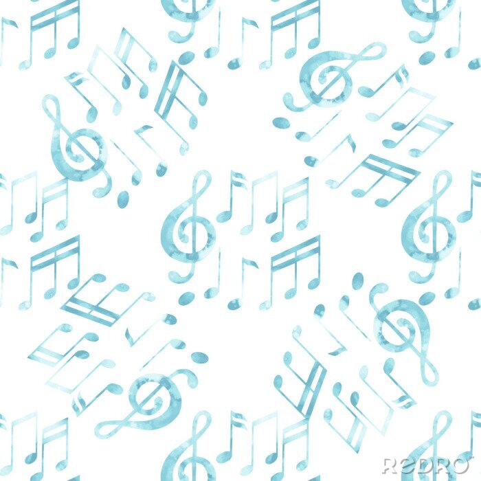 Behang Waterverf muzieknotities patroon