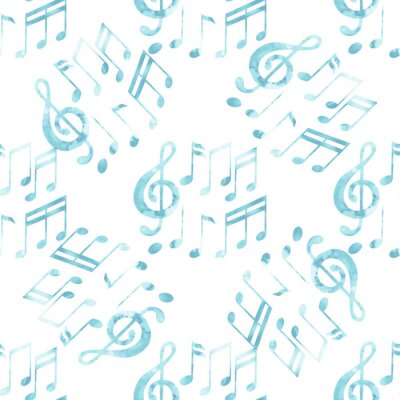 Behang Waterverf muzieknotities patroon