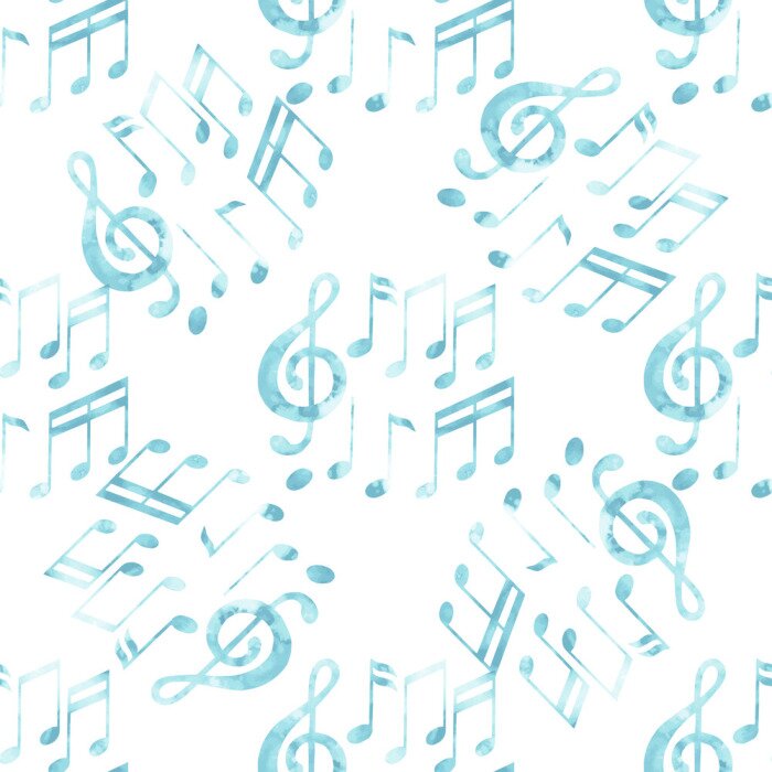 Behang Waterverf muzieknotities patroon