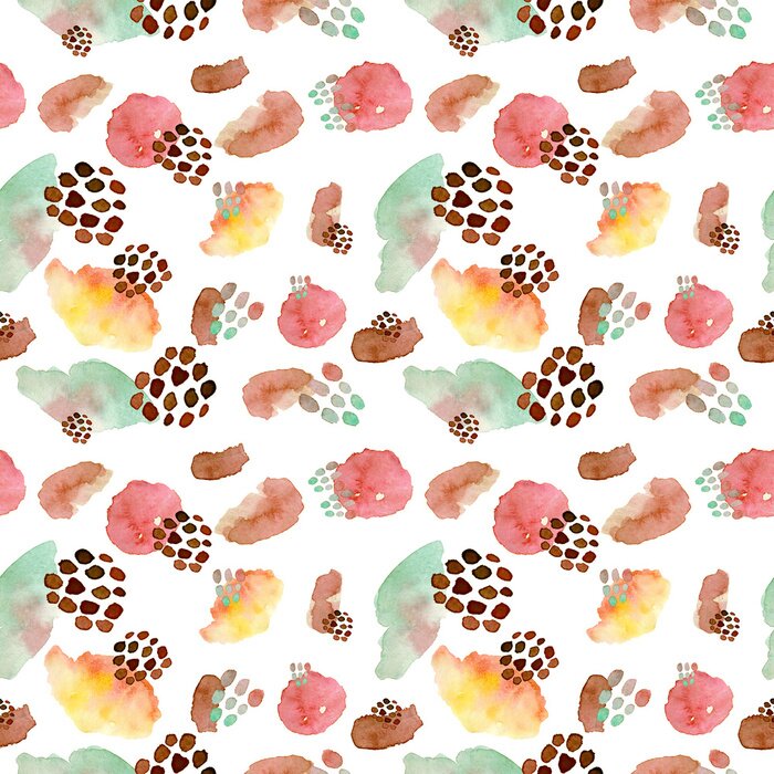 Behang Waterverf naadloos patroon, de stijl van de stijlmemorphis van de punt, helder ontwerp die achtergrond herhalen. Handgeschilderde moderne penseelvormen.