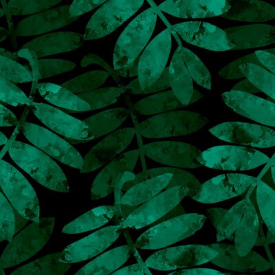 Behang Waterverfbladeren op een donkere achtergrond