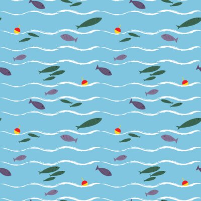 Behang Watervissen en drijvers