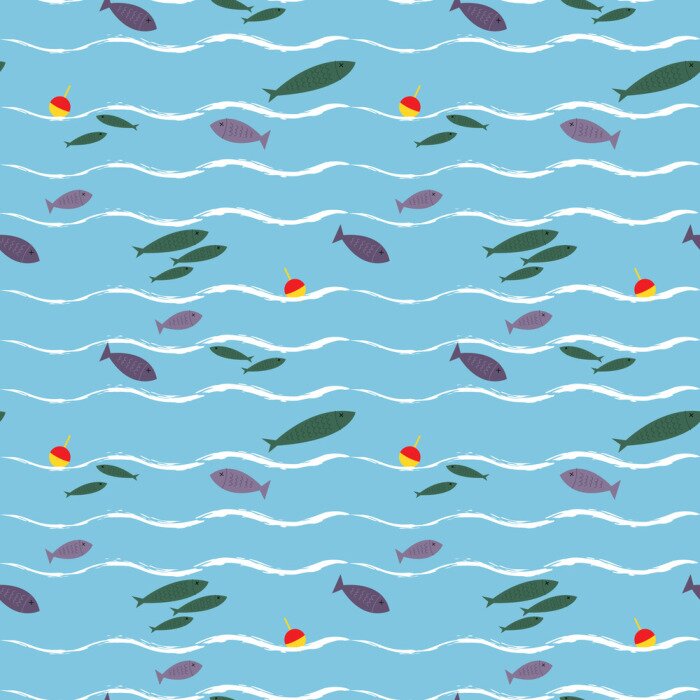 Behang Watervissen en drijvers