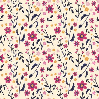 Behang Weiland met bloemen in roze en gele kleur