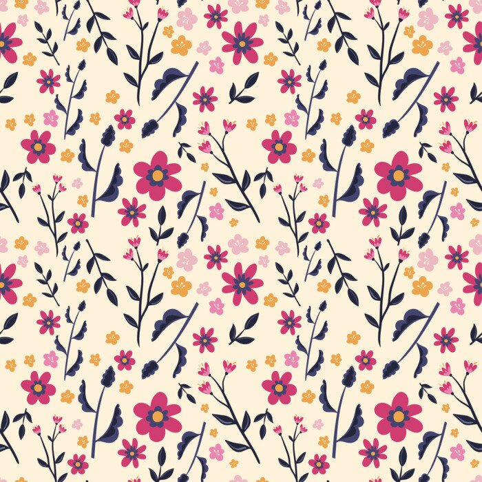 Behang Weiland met bloemen in roze en gele kleur