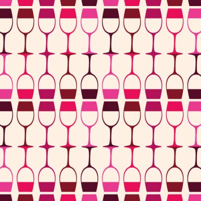 Behang wijn cups silhouetten patroon