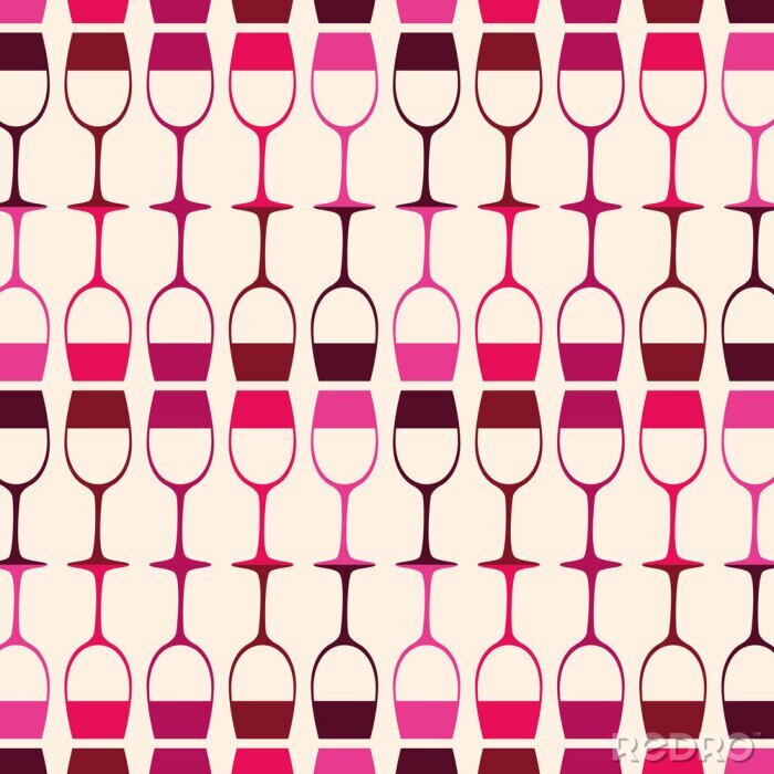 Behang wijn cups silhouetten patroon