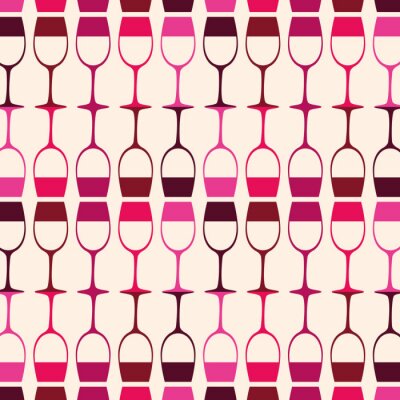 Behang wijn cups silhouetten patroon