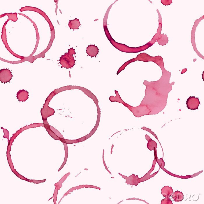 Behang Wijnvlekken vector naadloze patroon op licht roze achtergrond, decor voor wijnkaart of het menu restaurant