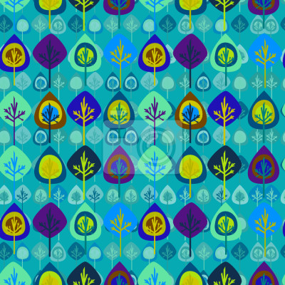 Behang Wild bos in blauwe uitvoering