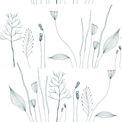 Behang Wilde bloemen op een witte achtergrond