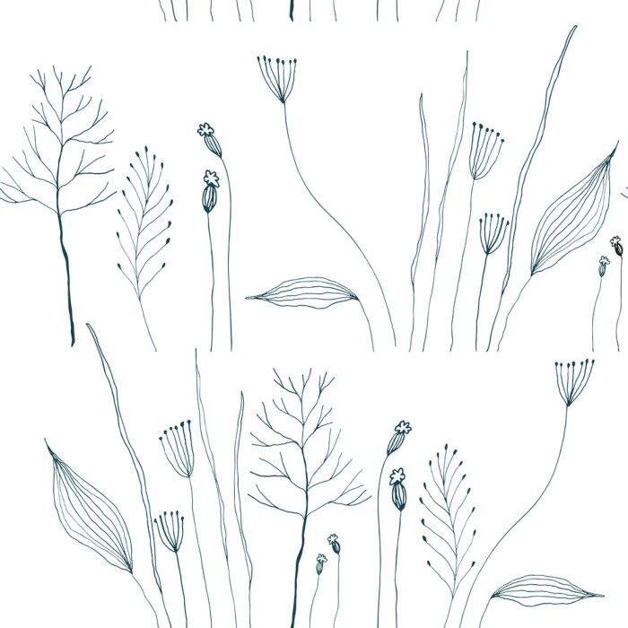 Behang Wilde bloemen op een witte achtergrond