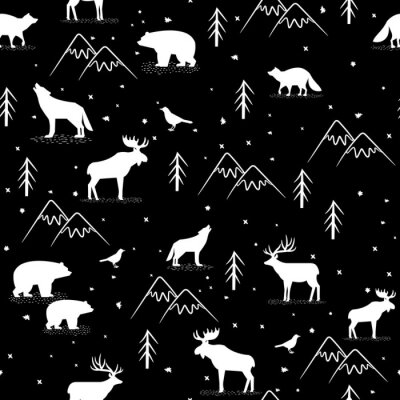 Behang Wilde bosdieren met wolven