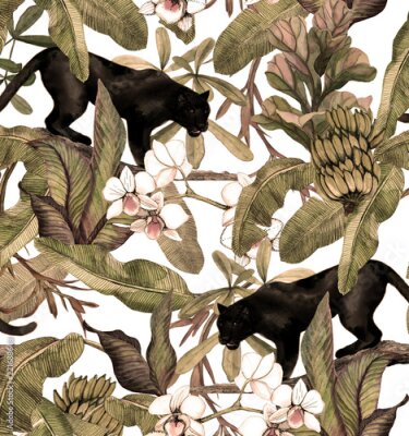 Behang Wilde katten in de bladeren