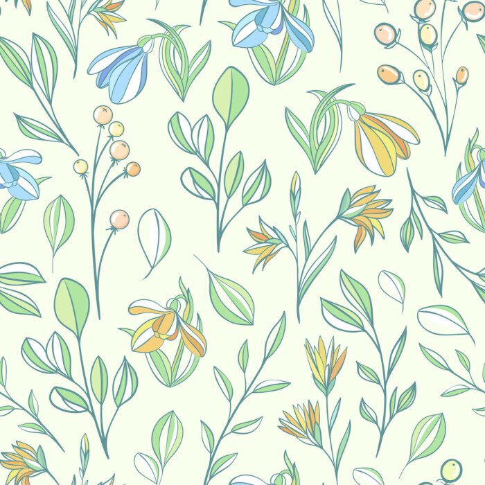 Behang Wilde planten in Scandinavische stijl