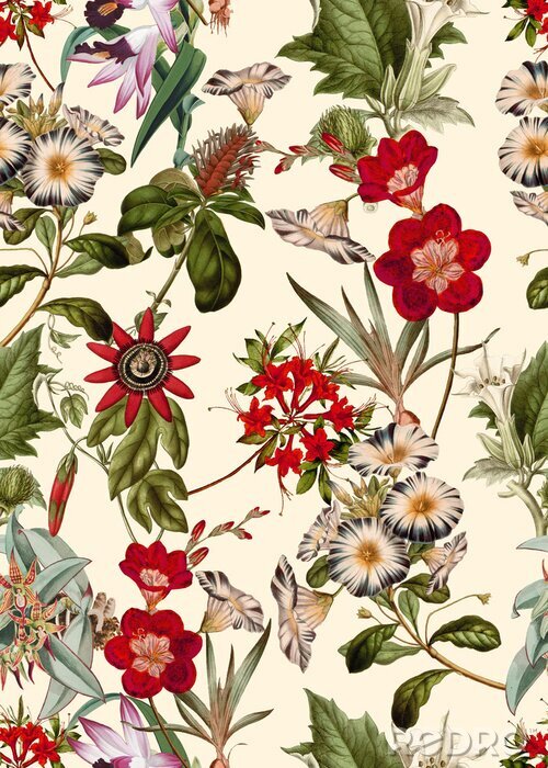 Behang Wilde veldbloemen op een lichte achtergrond