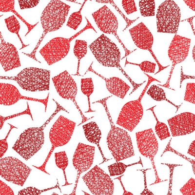 Behang Winery thema naadloze achtergrond, Wijnglazen naadloze patroon,