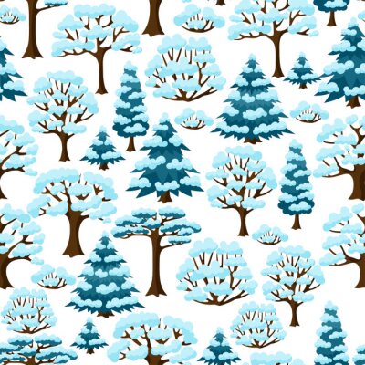 Behang Winter naadloze patroon met abstracte gestileerde bomen