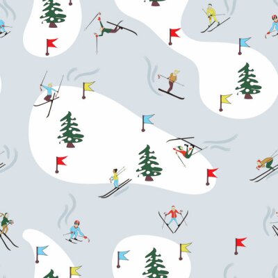 Behang Winter ski-patroon