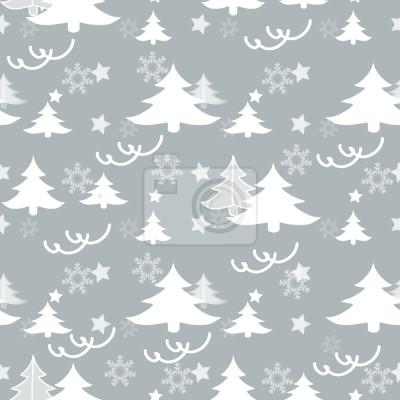 Behang Winterbomen op een grijze achtergrond