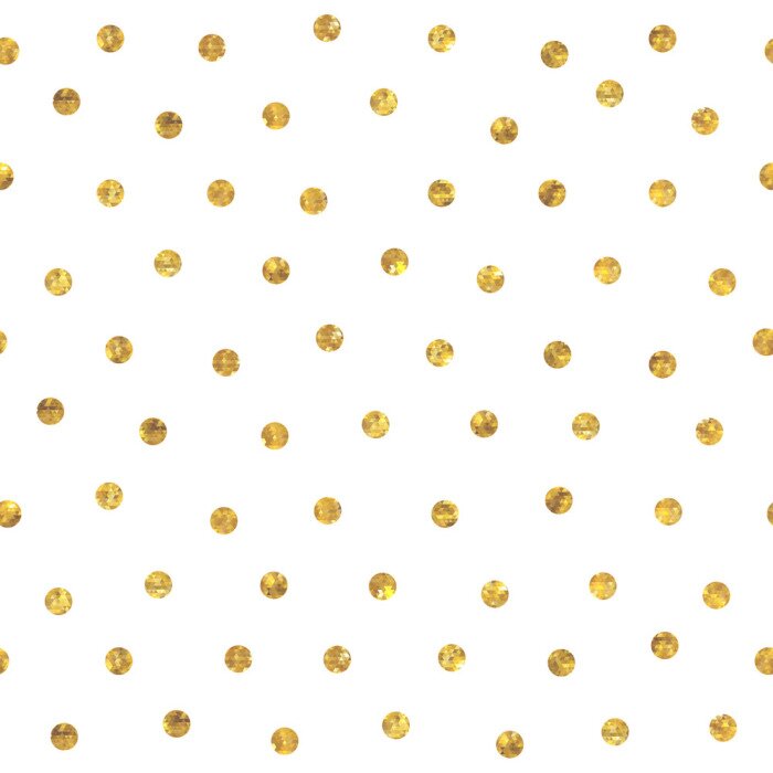 Behang Wit patroon met stippen in imitatiegoud