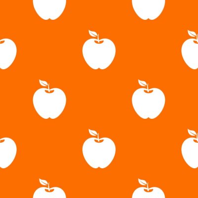 Behang Witte appels op een oranje achtergrond