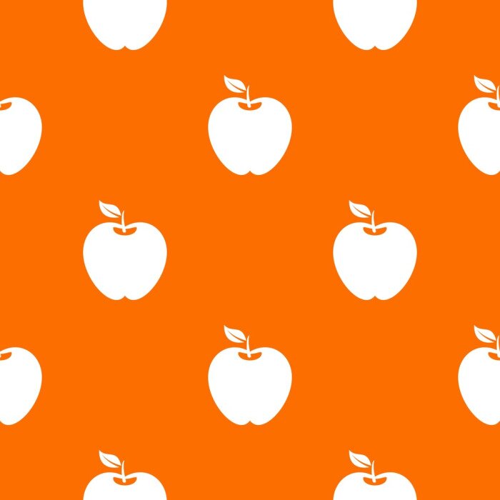 Behang Witte appels op een oranje achtergrond