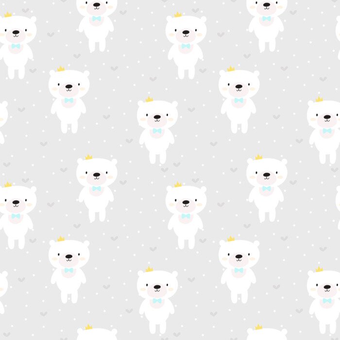 Behang Witte beren op een grijze achtergrond