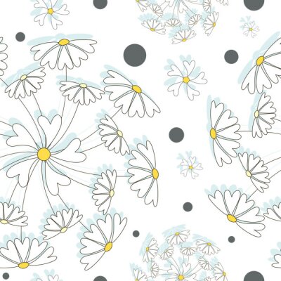 Behang Witte bloemen gerangschikt als paardebloemen