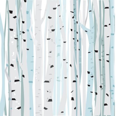 Behang Witte bomen - berken in het bos