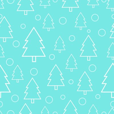 Behang Witte contouren van bomen op een blauwe achtergrond