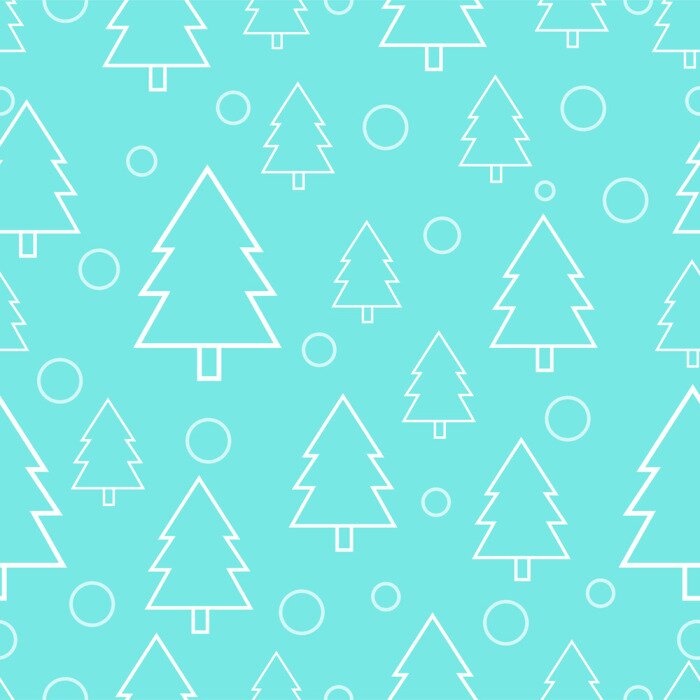 Behang Witte contouren van bomen op een blauwe achtergrond