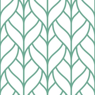 Behang Witte en groene bladeren in Scandinavische stijl