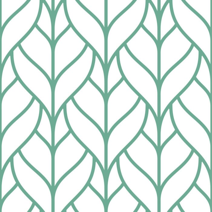 Behang Witte en groene bladeren in Scandinavische stijl