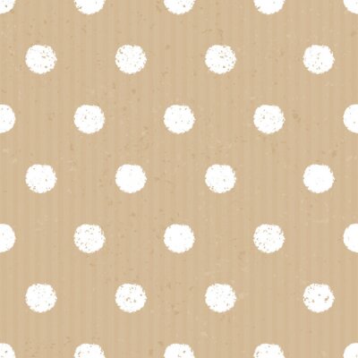 Behang Witte onnauwkeurige stippen op een beige achtergrond