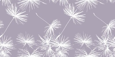 Behang Witte paardebloemen op een pruimachtergrond