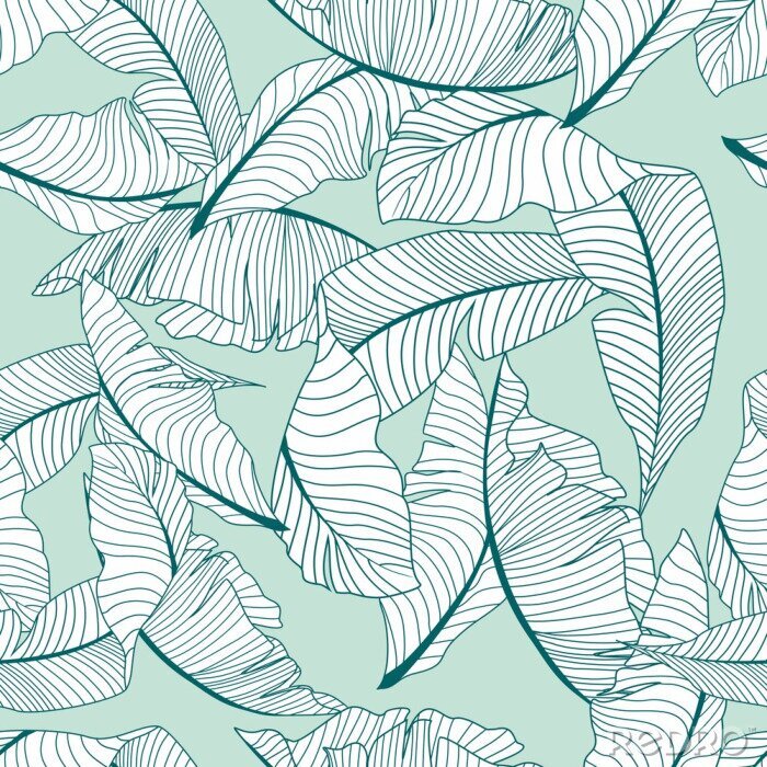 Behang Witte palmbladeren