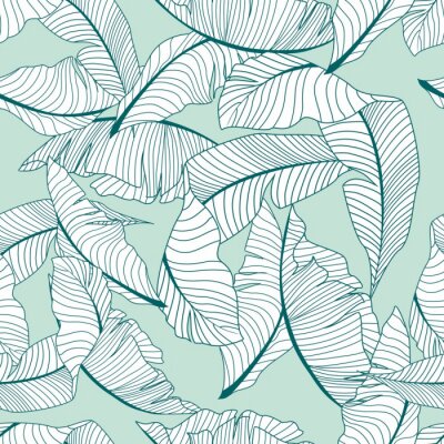 Behang Witte palmbladeren