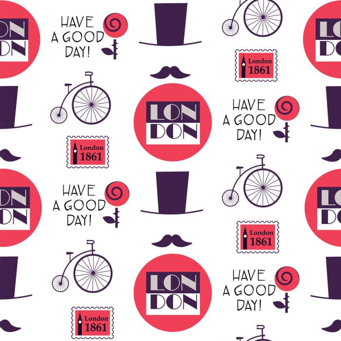 Behang witte retro Britse naadloos patroon