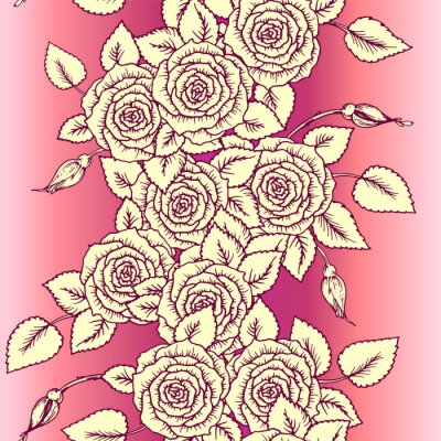 Behang Witte rozen die op roze achtergrond trekken