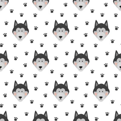 Behang Wolfskoppen en pootafdrukken