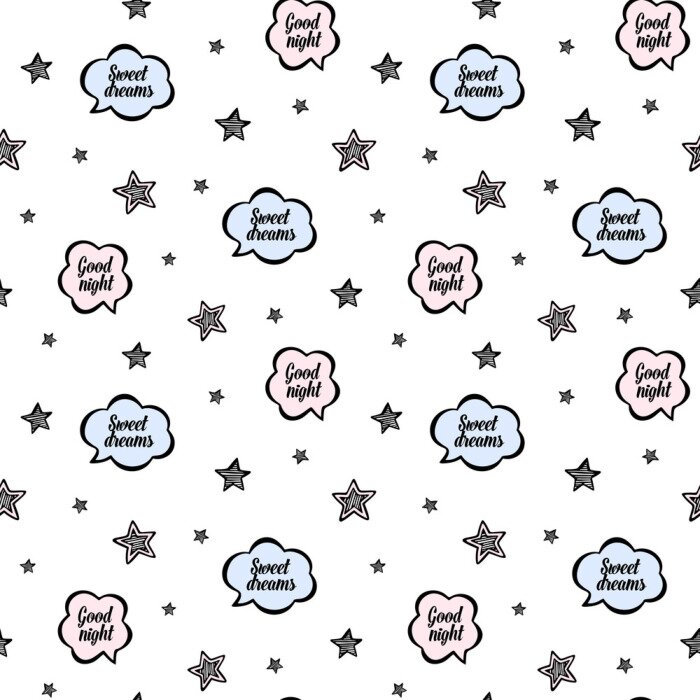 Behang Wolken met tekst en sterren