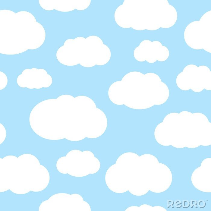 Behang Wolken over het blauwe hemel naadloze vectorpatroon