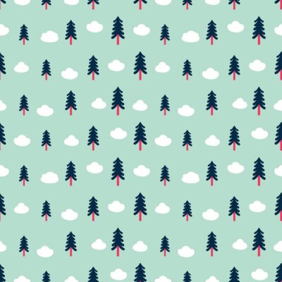 Behang Wolken tussen groene bomen