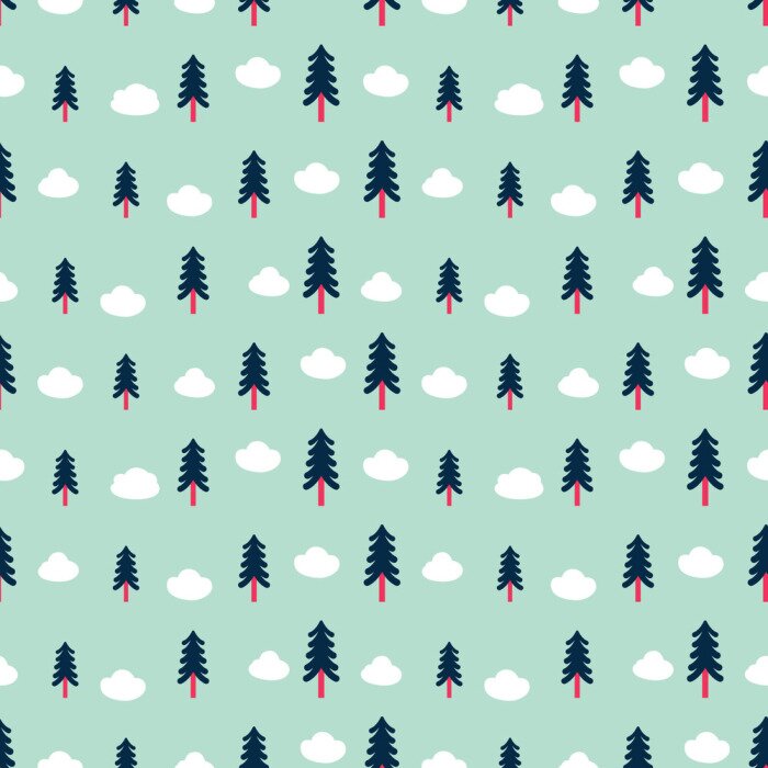 Behang Wolken tussen groene bomen