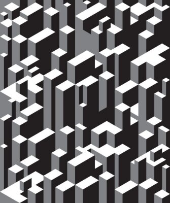 Behang Wolkenkrabbers van de stad naadloze achtergrond in de driedimensionale projectie