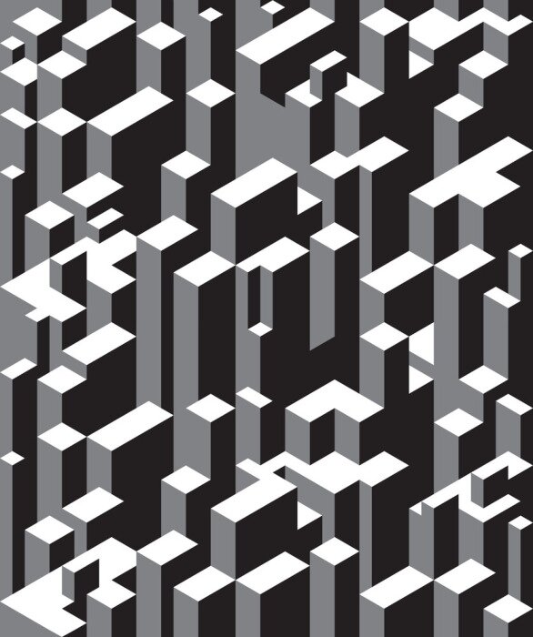 Behang Wolkenkrabbers van de stad naadloze achtergrond in de driedimensionale projectie