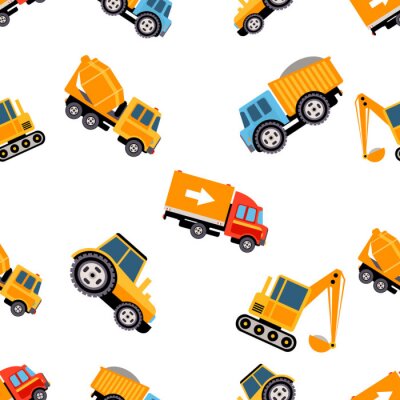 Behang Work Trucks naadloos patroon. vector Illustration